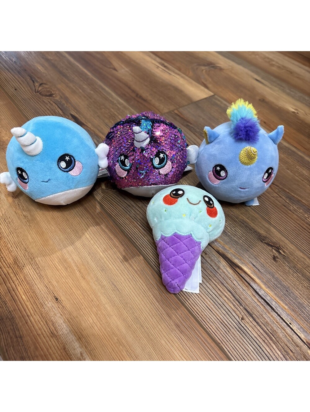Squeezamals narwhals Unicorn And Ice cream Cone Set Of 4